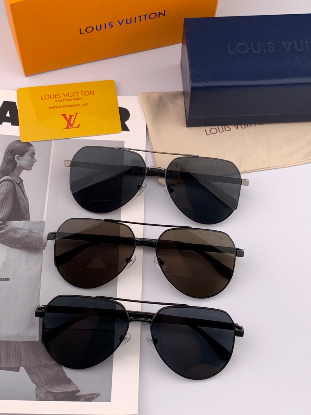 Louis Vuitton L08902 Polarized Aviator Red Lens Sunglasses for Men - detail image 7