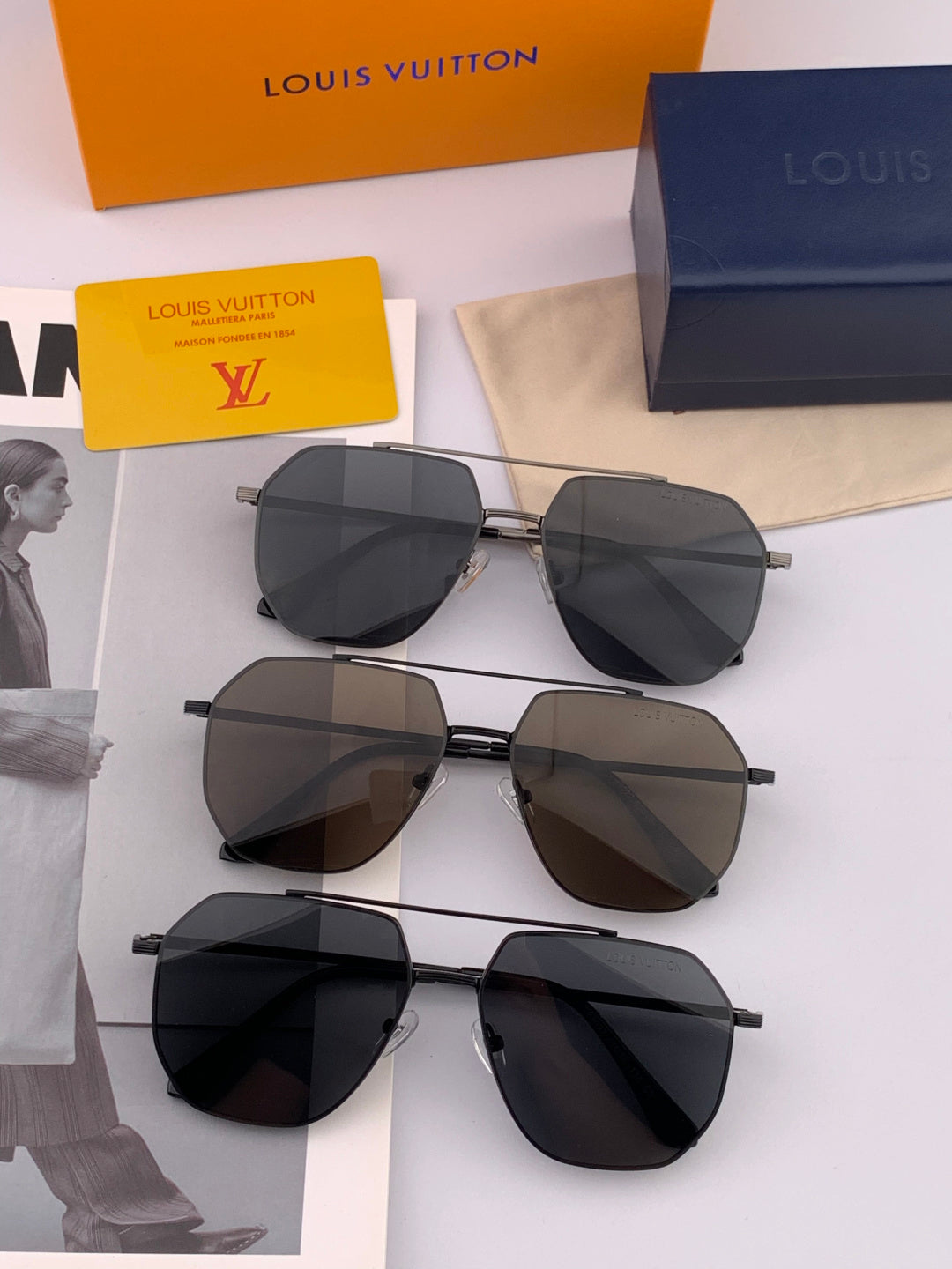 Louis Vuitton L28902 Polarized Aviator Gold Lens Sunglasses for Men - detail image 7