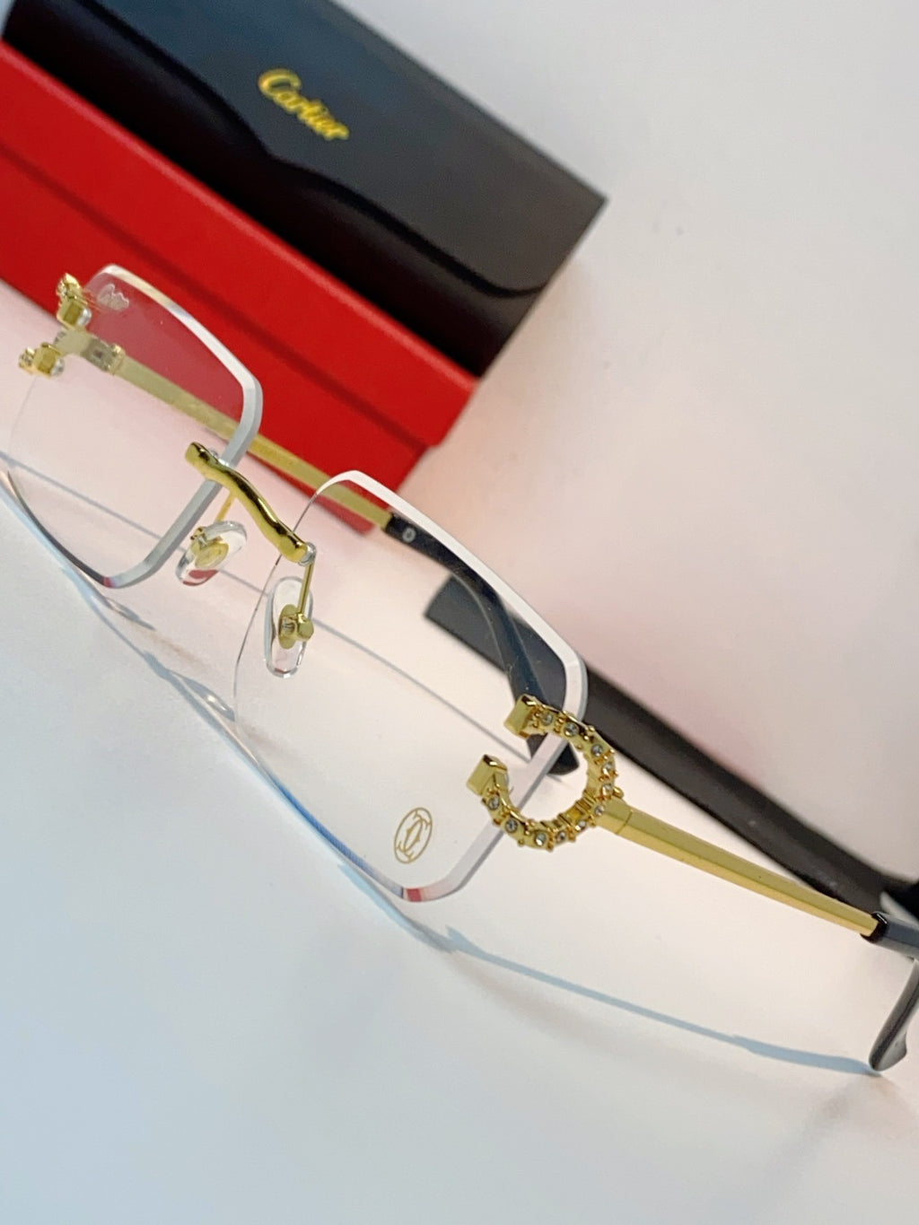 Cartier Lightweight Rimless Brown Lens Sunglasses for Men & Women - 449488 - detail image 7