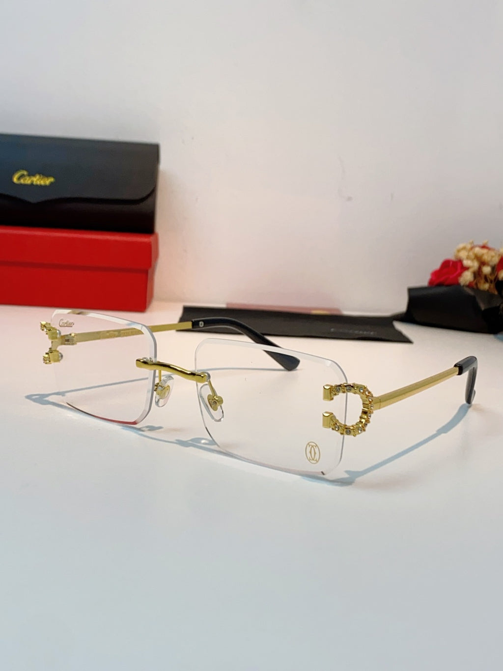 Cartier Lightweight Rimless Brown Lens Sunglasses for Men & Women - 449488