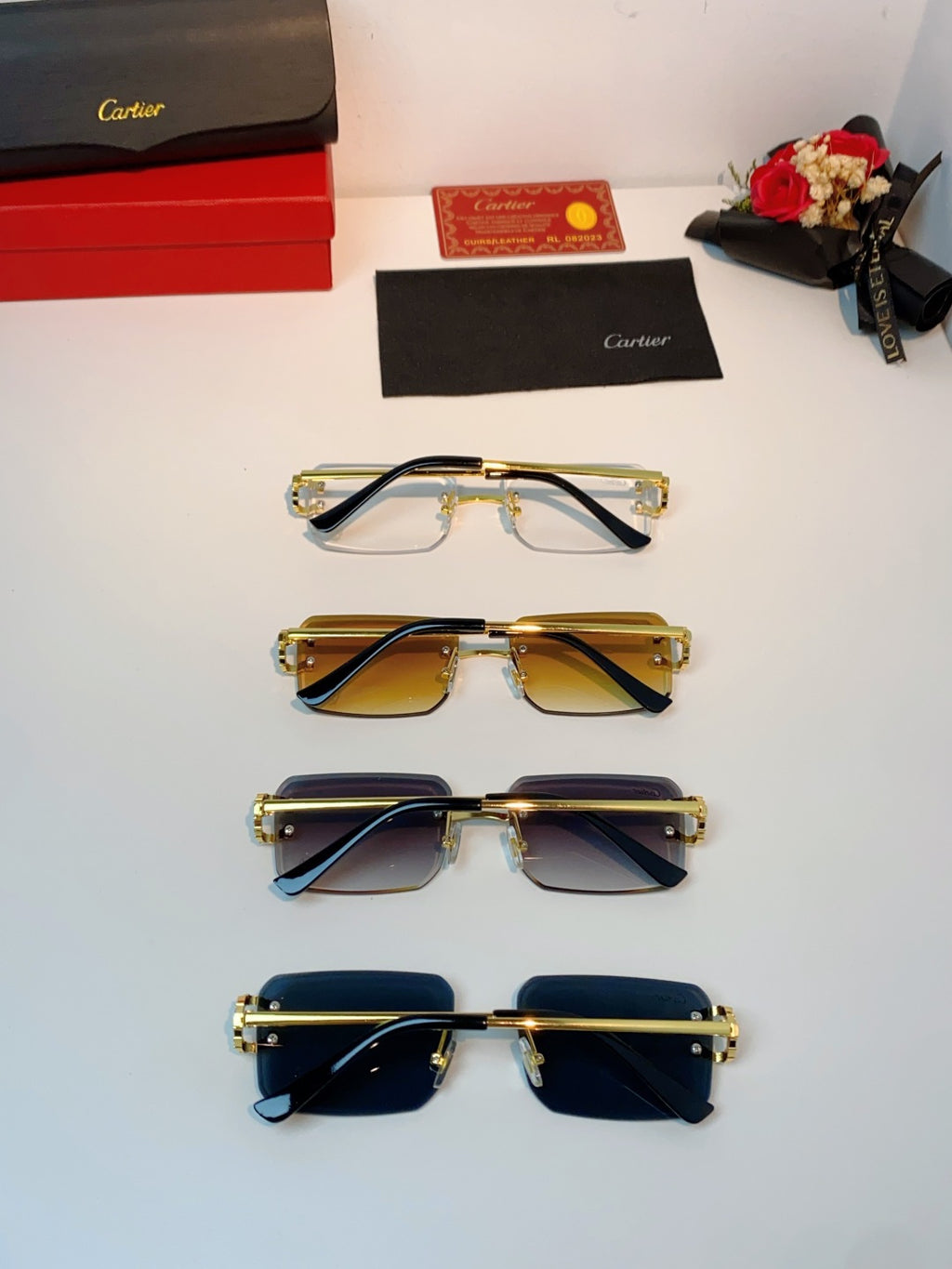 Cartier Lightweight Rimless Black Lens Sunglasses for Men & Women - 449491 - detail image 11