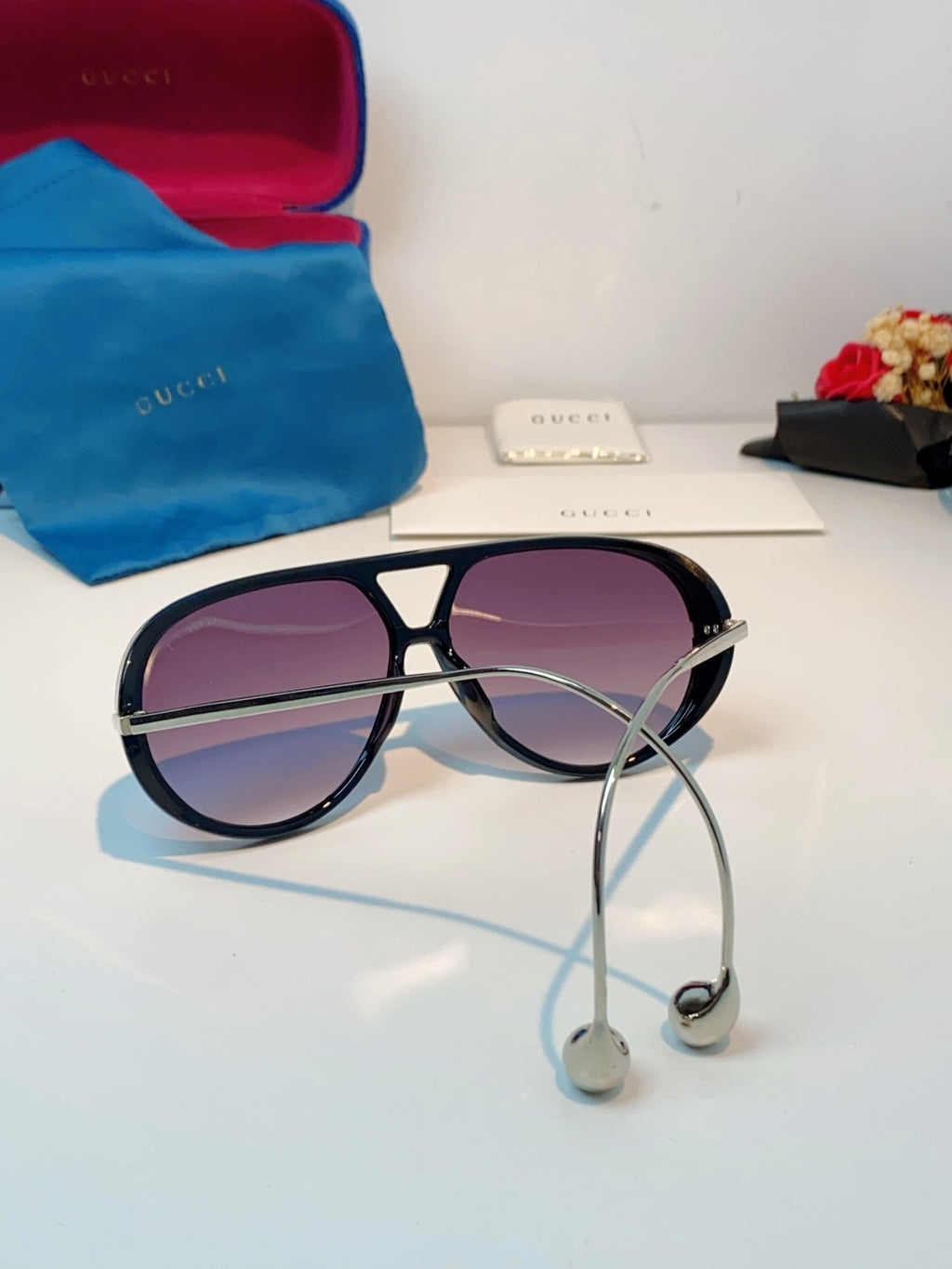 Gucci Aviator Blue Lens Sunglasses for Men & Women - 448808 - detail image 3