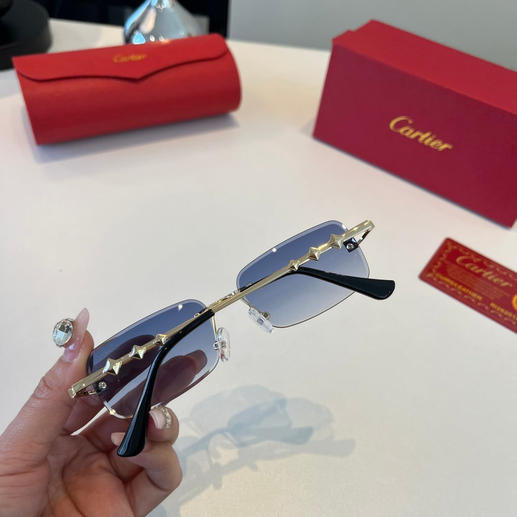 Cartier Lightweight Metal Rimless Silver Lens Sunglasses for Men & Wo - 372276 - detail image 6