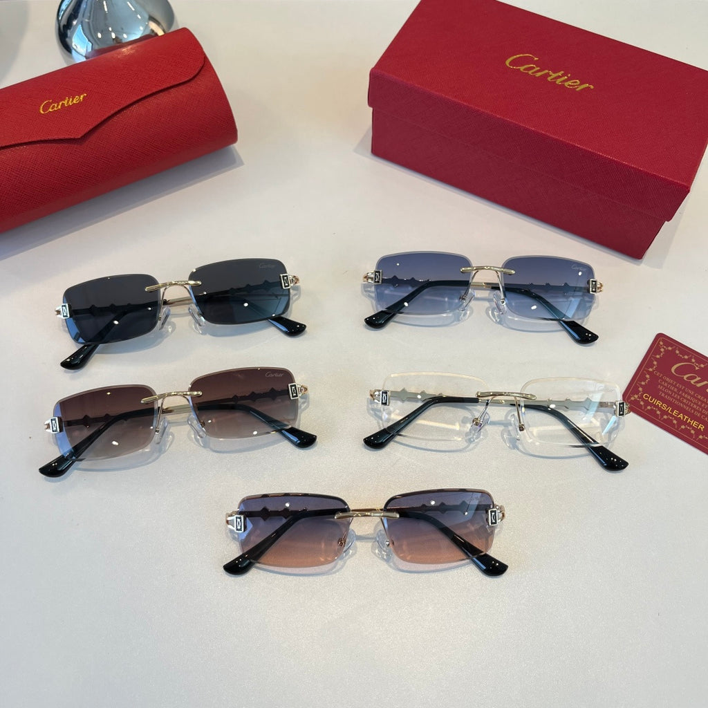 Cartier Lightweight Metal Rimless Silver Lens Sunglasses for Men & Wo - 372279 - detail image 11