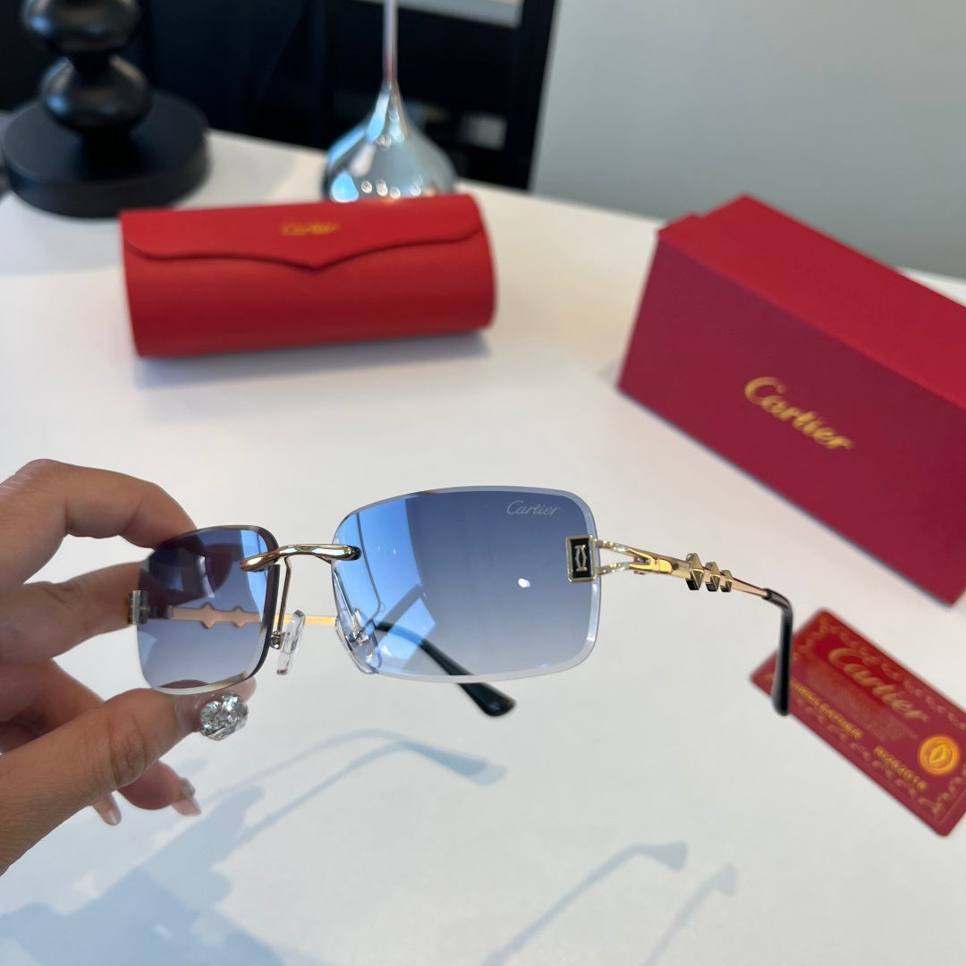 Cartier Lightweight Metal Rimless Silver Lens Sunglasses for Men & Wo - 372276 - detail image 5