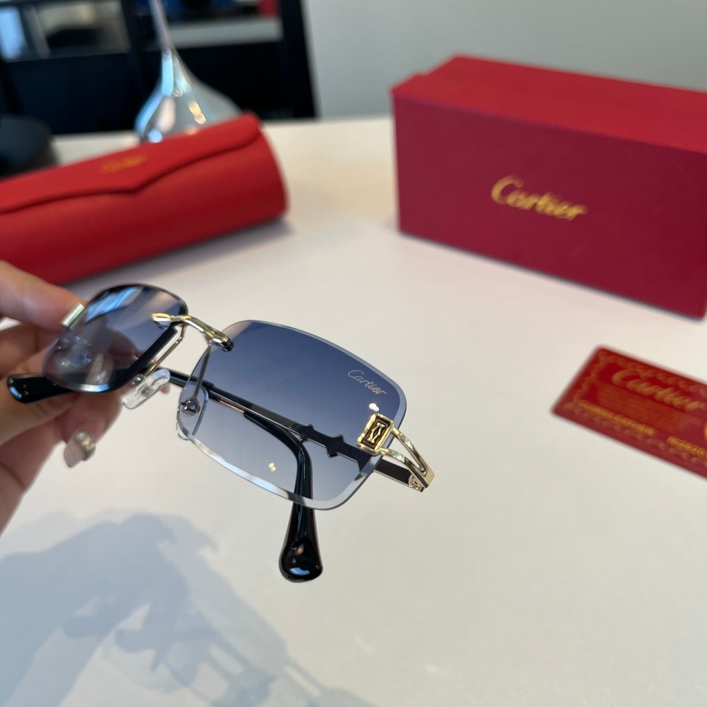 Cartier Lightweight Metal Rimless Silver Lens Sunglasses for Men & Wo - 372276 - detail image 8