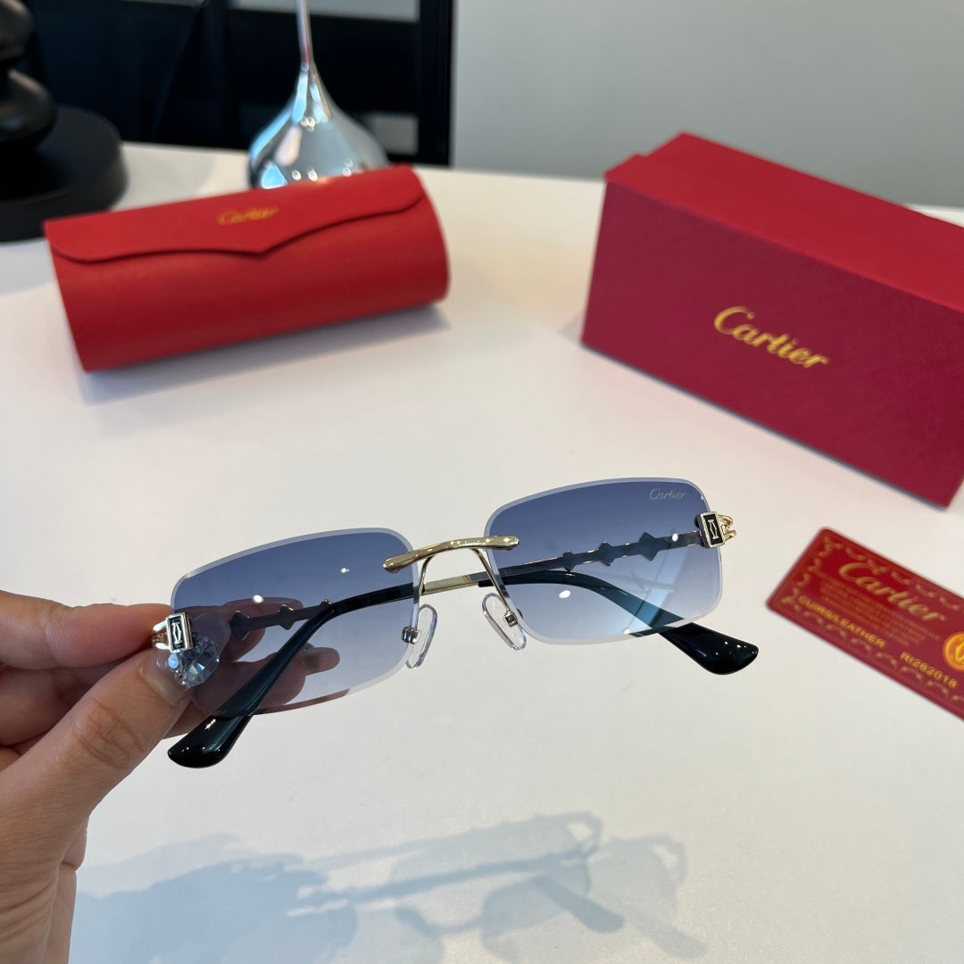 Cartier Lightweight Metal Rimless Silver Lens Sunglasses for Men & Wo - 372276 - detail image 9