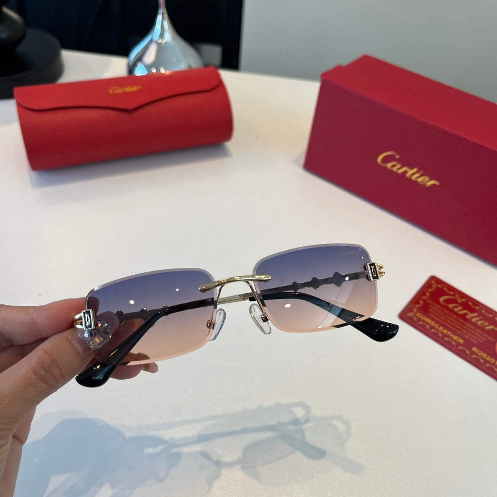 Cartier Lightweight Metal Rimless Silver Lens Sunglasses for Men & Wo - 432386 - detail image 4