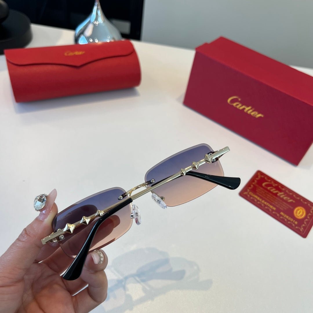 Cartier Lightweight Metal Rimless Silver Lens Sunglasses for Men & Wo - 372277 - detail image 7