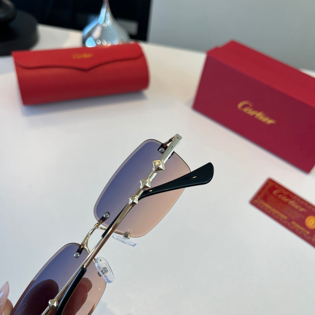 Cartier Lightweight Metal Rimless Silver Lens Sunglasses for Men & Wo - 372277 - detail image 8