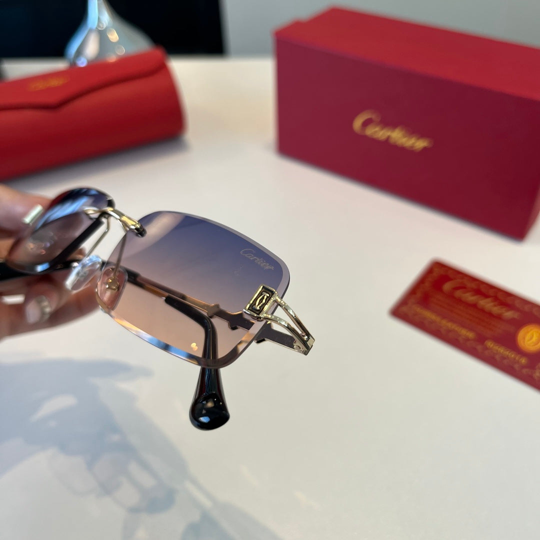 Cartier Lightweight Metal Rimless Silver Lens Sunglasses for Men & Wo - 372277 - detail image 5