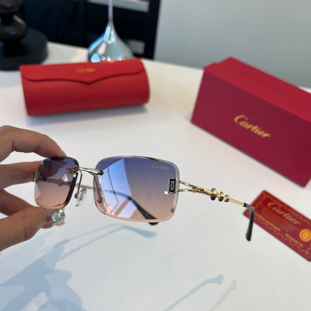 Cartier Lightweight Metal Rimless Silver Lens Sunglasses for Men & Wo - 372277 - detail image 6