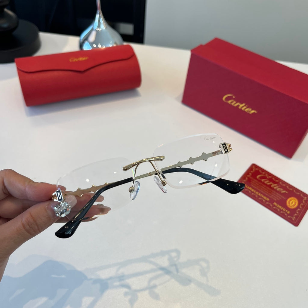 Cartier Lightweight Metal Rimless Silver Lens Sunglasses for Men & Wo - 372278 - detail image 6