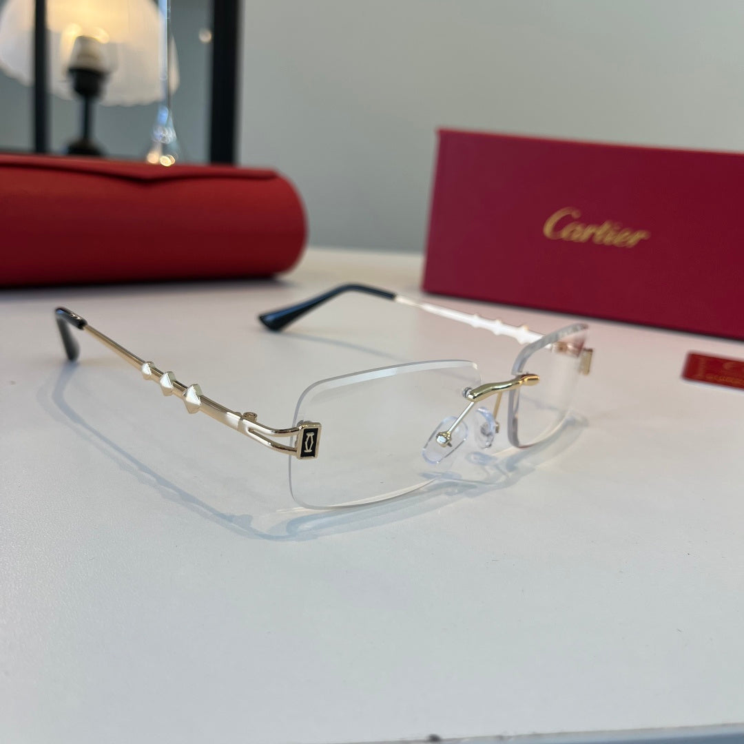 Cartier Lightweight Metal Rimless Silver Lens Sunglasses for Men & Wo - 372278