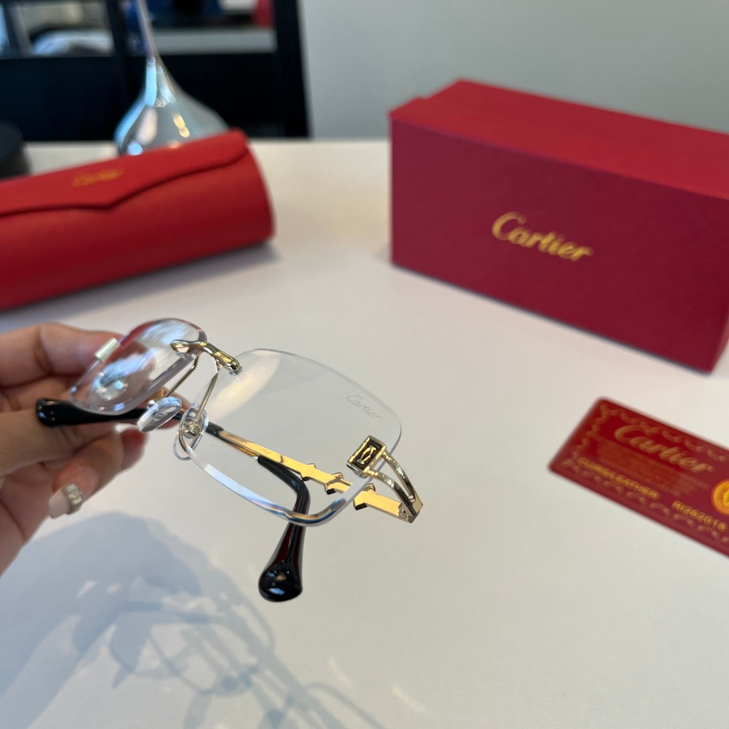 Cartier Lightweight Metal Rimless Silver Lens Sunglasses for Men & Wo - 372278 - detail image 5