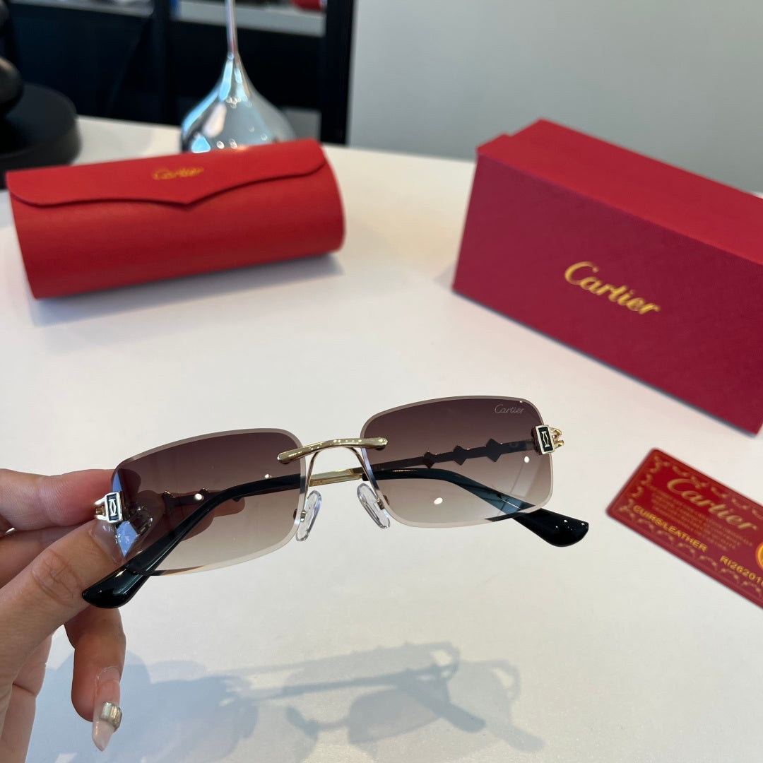 Cartier Lightweight Metal Rimless Silver Lens Sunglasses for Men & Wo - 372279 - detail image 5