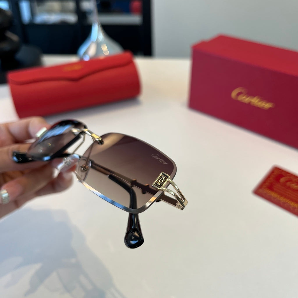 Cartier Lightweight Metal Rimless Silver Lens Sunglasses for Men & Wo - 372279 - detail image 6