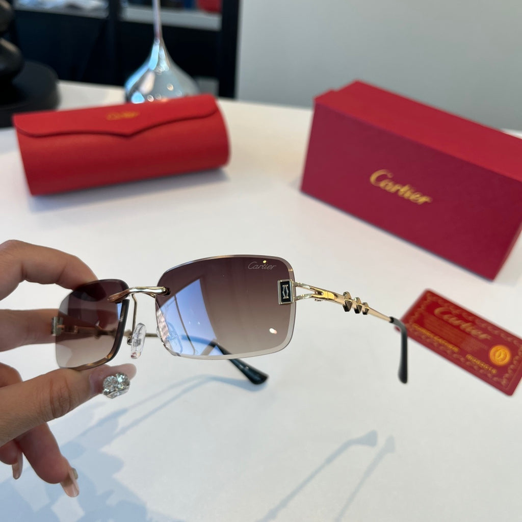 Cartier Lightweight Metal Rimless Silver Lens Sunglasses for Men & Wo - 372279 - detail image 4