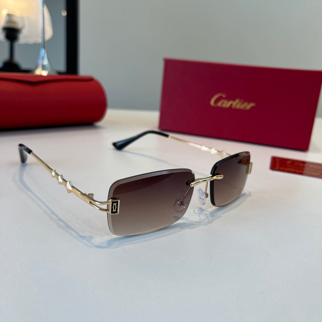 Cartier Lightweight Metal Rimless Silver Lens Sunglasses for Men & Wo - 372279