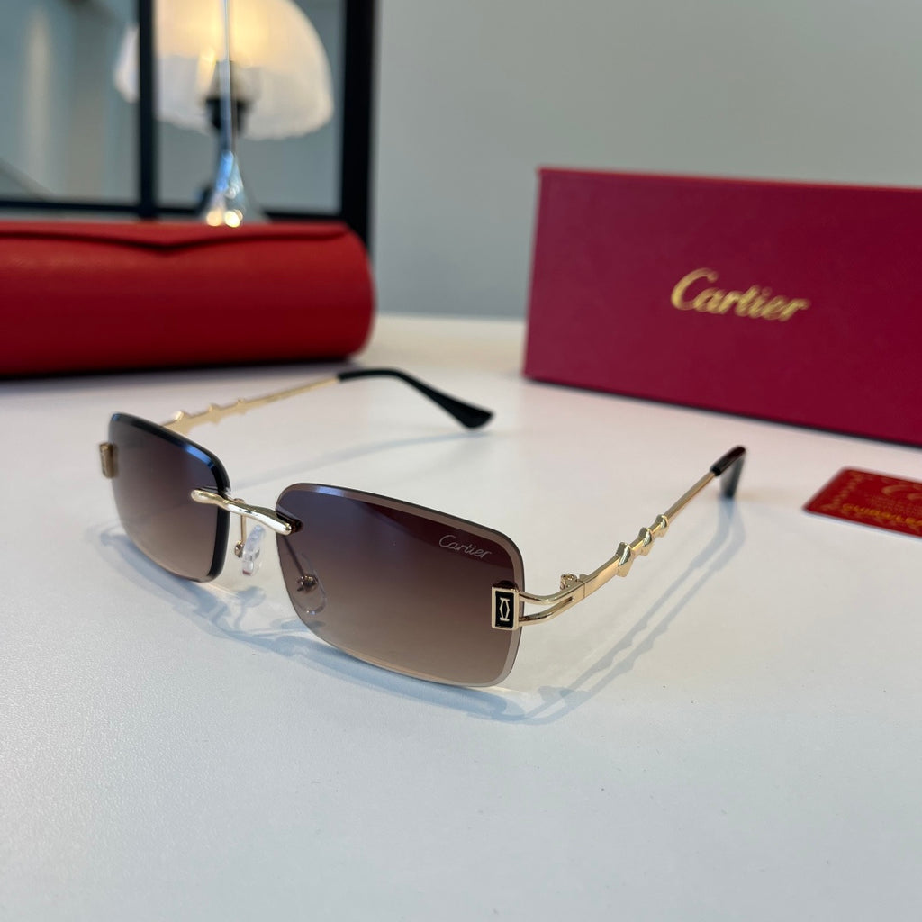 Cartier Lightweight Metal Rimless Silver Lens Sunglasses for Men & Wo - 372279 - detail image 3