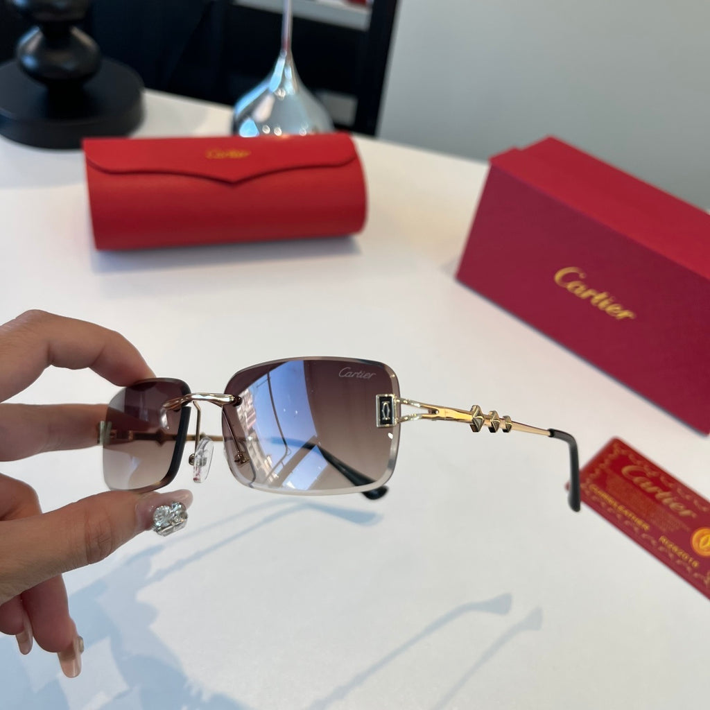 Cartier Lightweight Metal Rimless Silver Lens Sunglasses for Men & Wo - 465813 - detail image 9