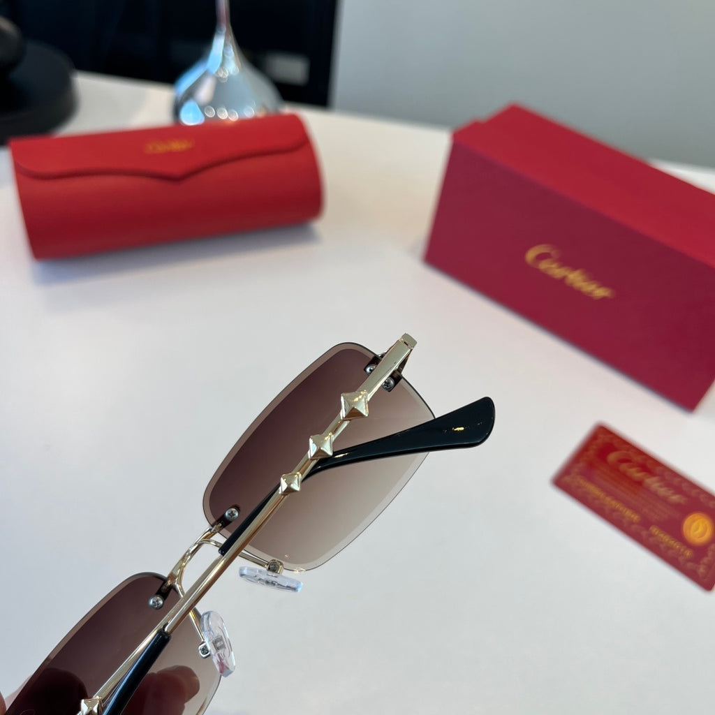 Cartier Lightweight Metal Rimless Silver Lens Sunglasses for Men & Wo - 372279 - detail image 7