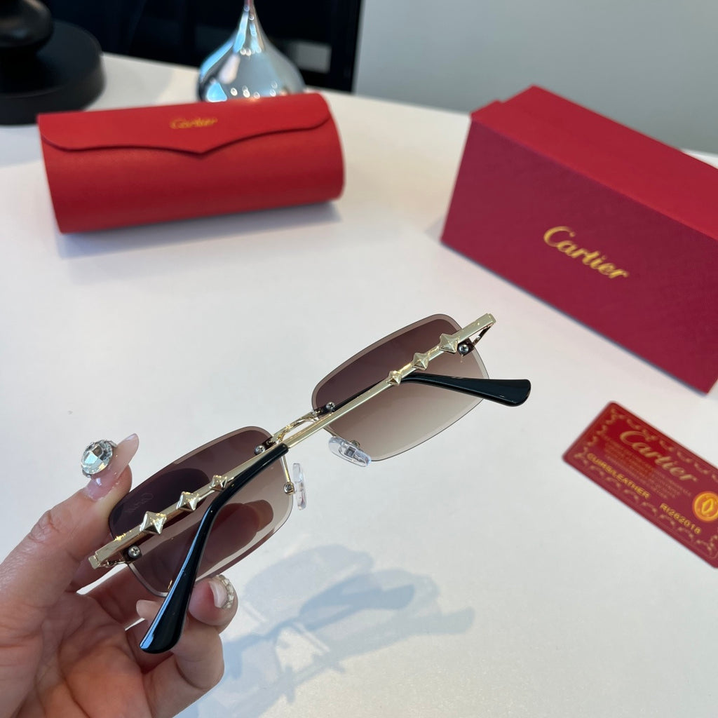 Cartier Lightweight Metal Rimless Silver Lens Sunglasses for Men & Wo - 372279 - detail image 8