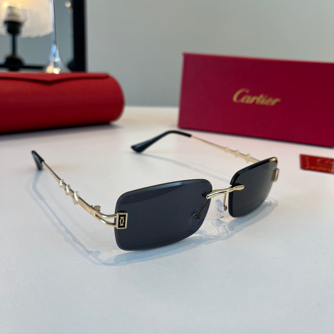 Cartier Lightweight Metal Rimless Blue Lens Sunglasses for Men & Wome - 465814