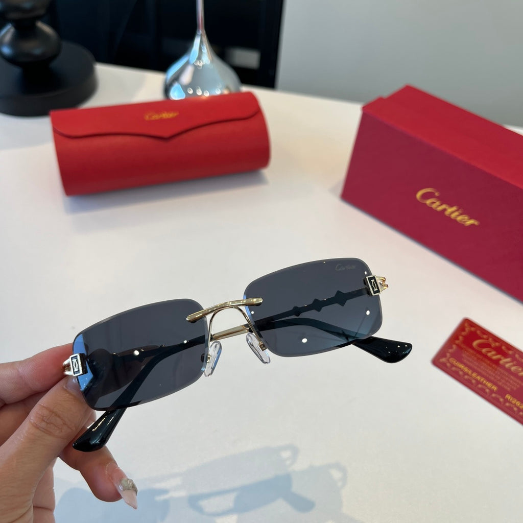 Cartier Lightweight Metal Rimless Blue Lens Sunglasses for Men & Wome - 432389 - detail image 5