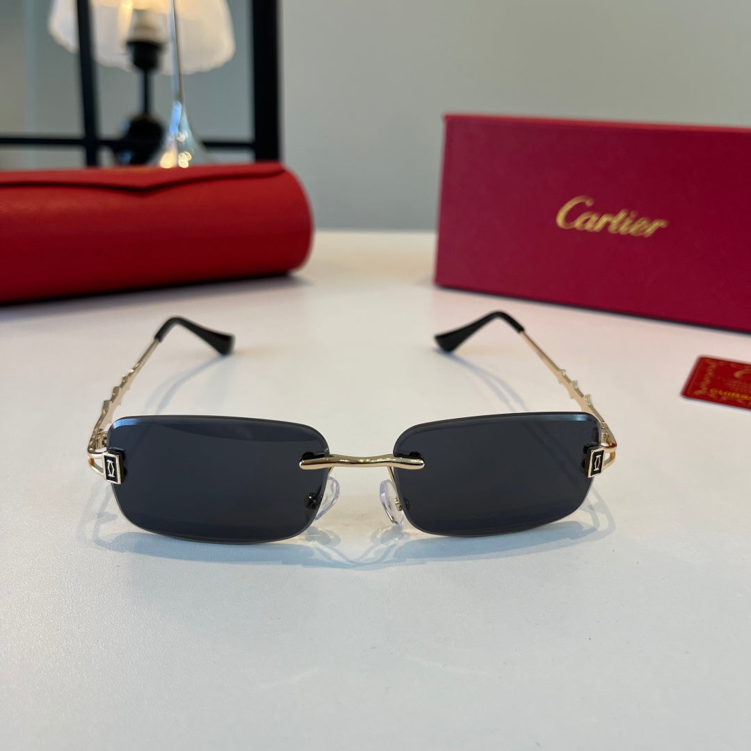 Cartier Lightweight Metal Rimless Blue Lens Sunglasses for Men & Wome - 372280 - detail image 2
