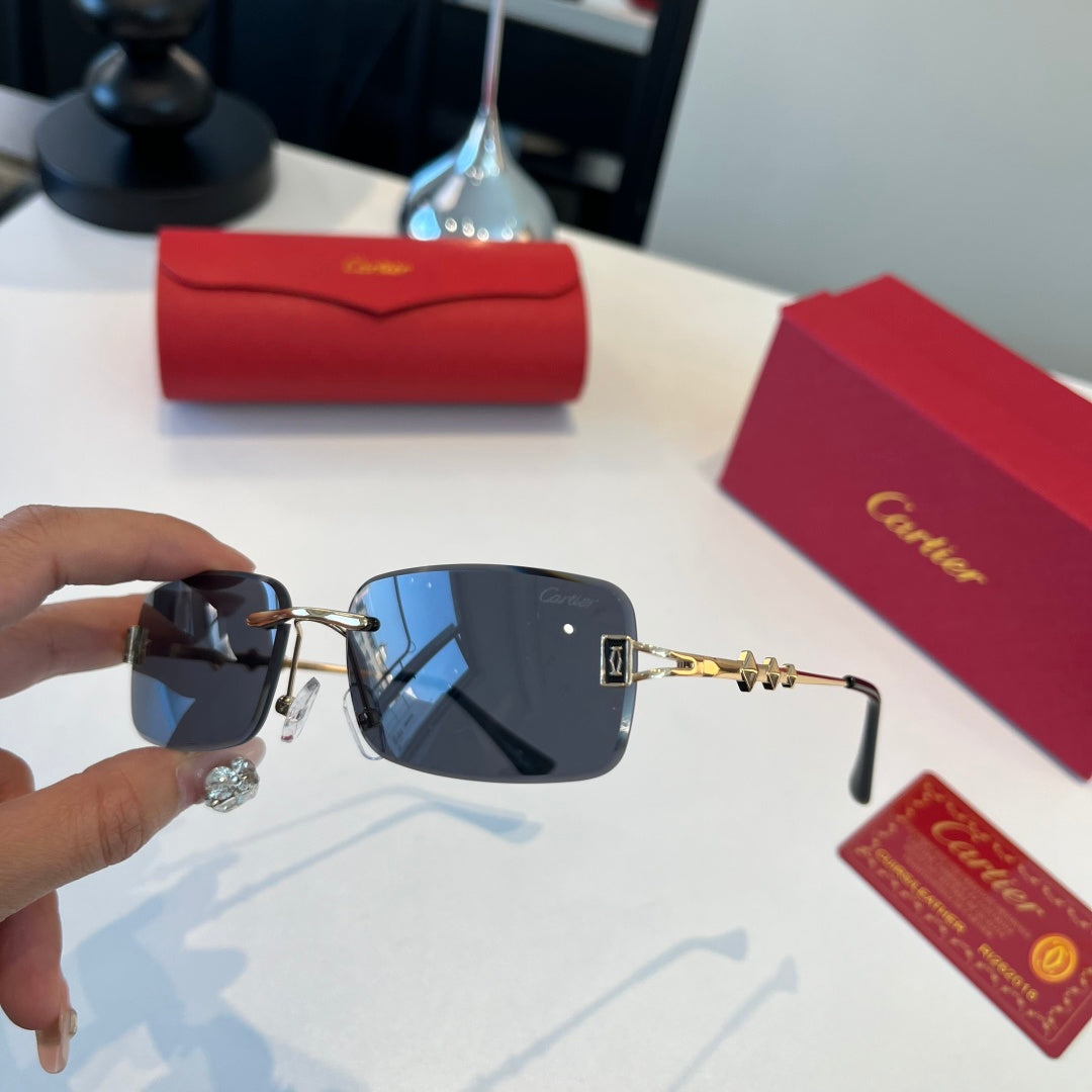 Cartier Lightweight Metal Rimless Blue Lens Sunglasses for Men & Wome - 372280 - detail image 4