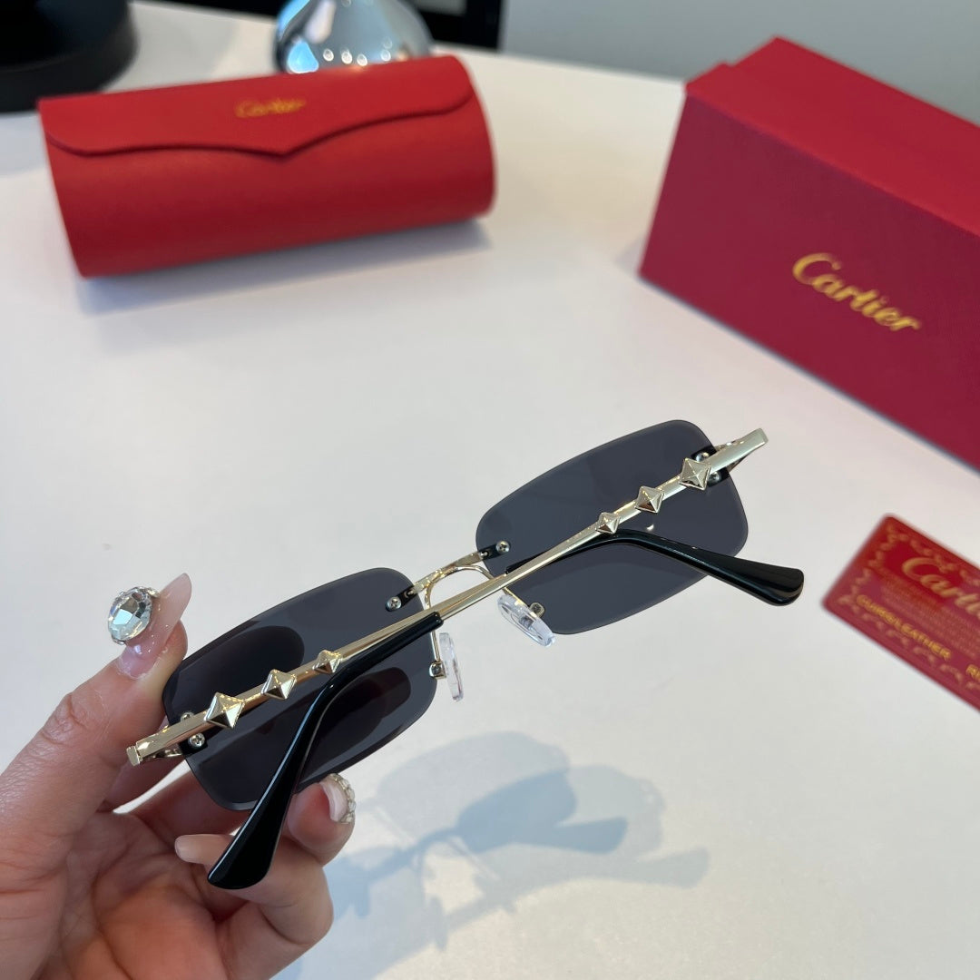 Cartier Lightweight Metal Rimless Blue Lens Sunglasses for Men & Wome - 465814 - detail image 8