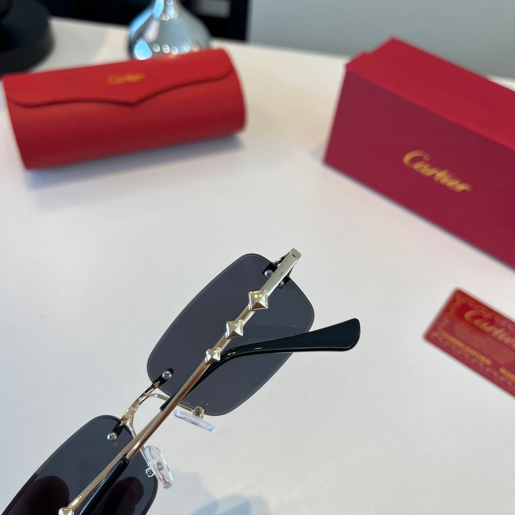 Cartier Lightweight Metal Rimless Blue Lens Sunglasses for Men & Wome - 372280 - detail image 7
