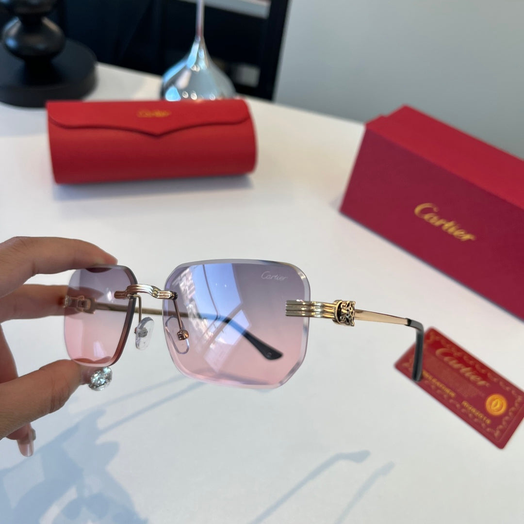 Cartier Lightweight Metal Rimless Silver Lens Sunglasses for Men & Wo - 372281 - detail image 8
