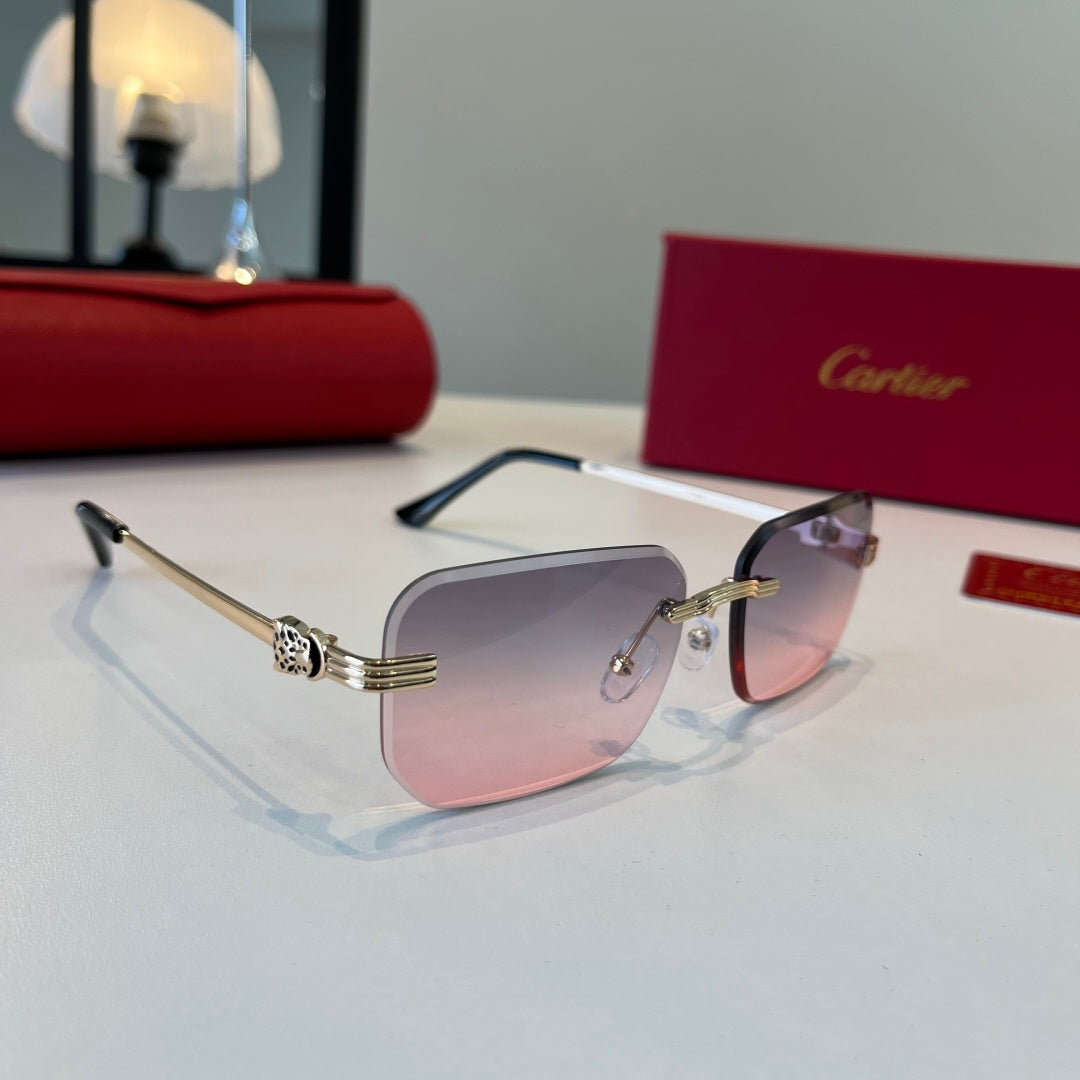 Cartier Lightweight Metal Rimless Silver Lens Sunglasses for Men & Wo - 372281