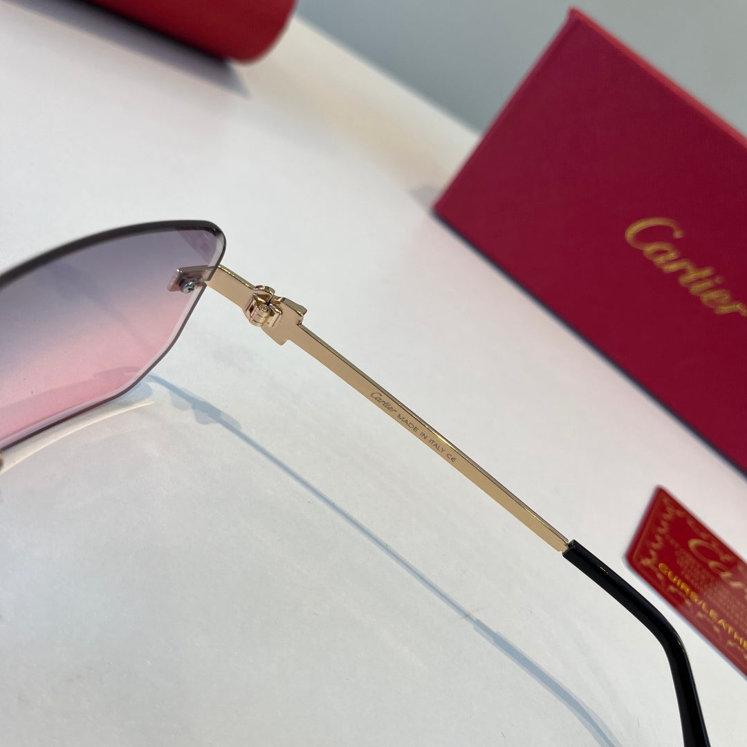 Cartier Lightweight Metal Rimless Silver Lens Sunglasses for Men & Wo - 372281 - detail image 9