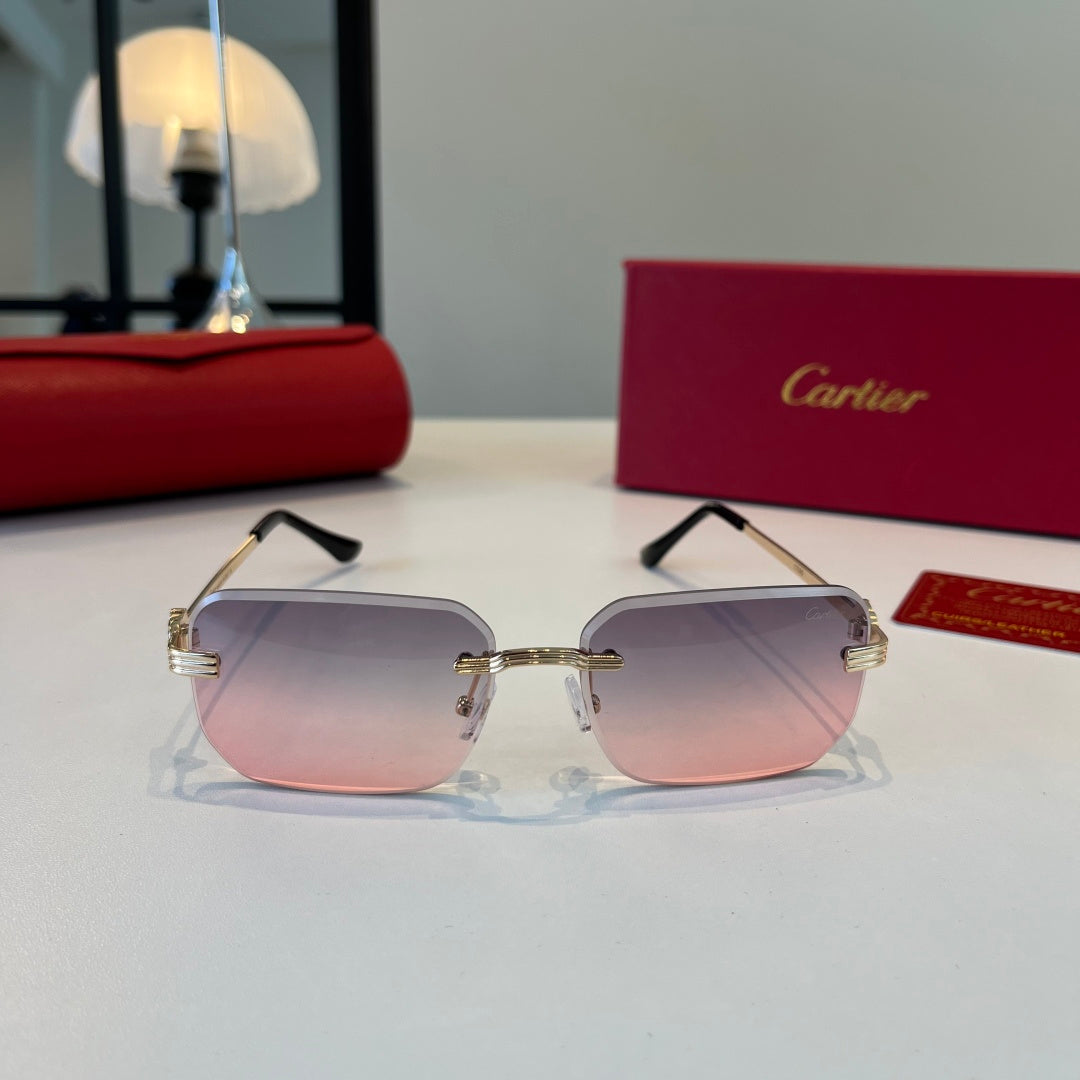 Cartier Lightweight Metal Rimless Silver Lens Sunglasses for Men & Wo - 372281 - detail image 2