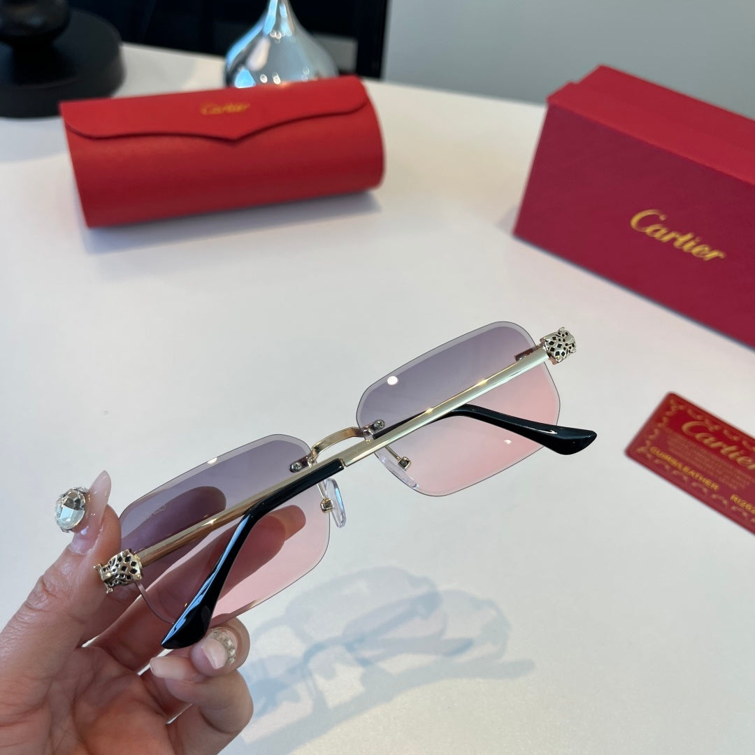 Cartier Lightweight Metal Rimless Silver Lens Sunglasses for Men & Wo - 372281 - detail image 7