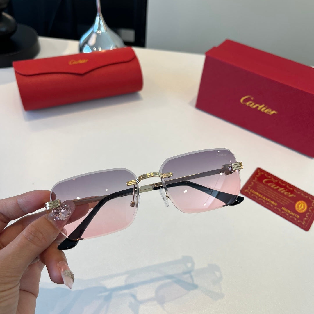 Cartier Lightweight Metal Rimless Silver Lens Sunglasses for Men & Wo - 372281 - detail image 4