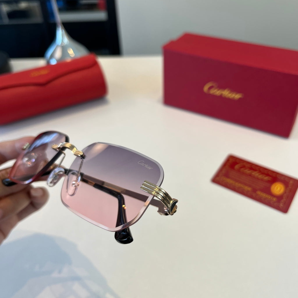 Cartier Lightweight Metal Rimless Silver Lens Sunglasses for Men & Wo - 372281 - detail image 5