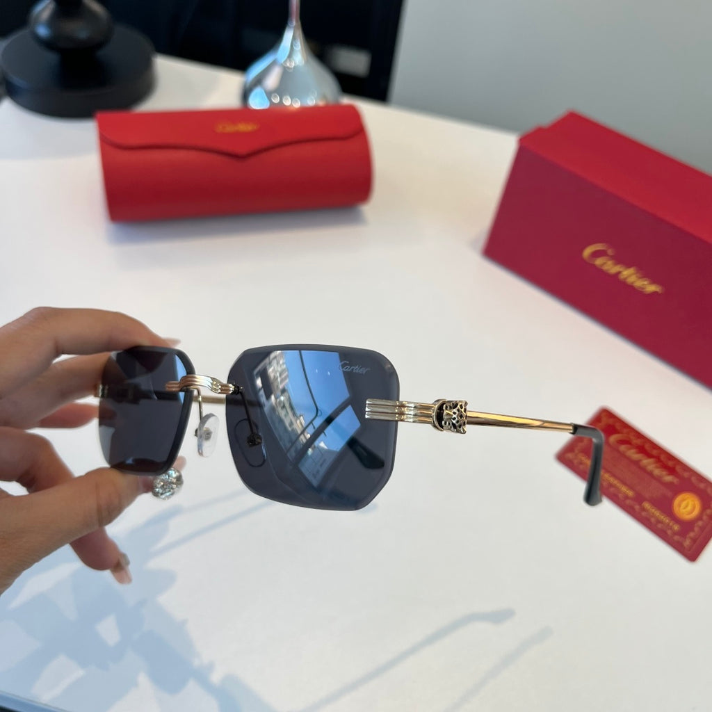 Cartier Lightweight Metal Rimless Silver Lens Sunglasses for Men & Wo - 372282 - detail image 8