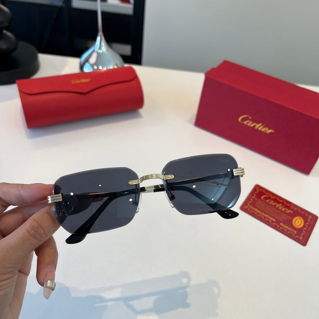 Cartier Lightweight Metal Rimless Silver Lens Sunglasses for Men & Wo - 372282 - detail image 4