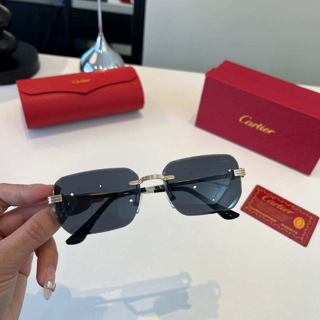 Cartier Lightweight Metal Rimless Silver Lens Sunglasses for Men & Wo - 372282 - detail image 4