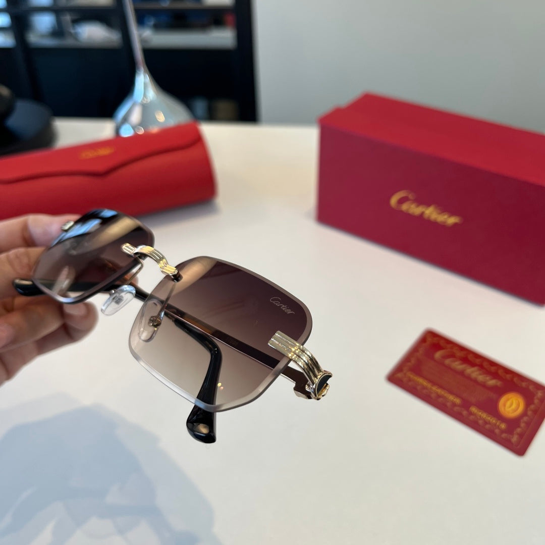 Cartier Lightweight Metal Rimless Silver Lens Sunglasses for Men & Wo - 372283 - detail image 7