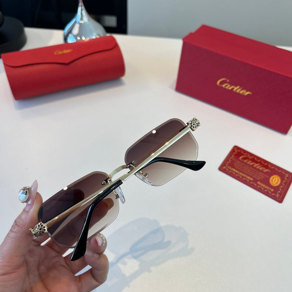 Cartier Lightweight Metal Rimless Silver Lens Sunglasses for Men & Wo - 372283 - detail image 9
