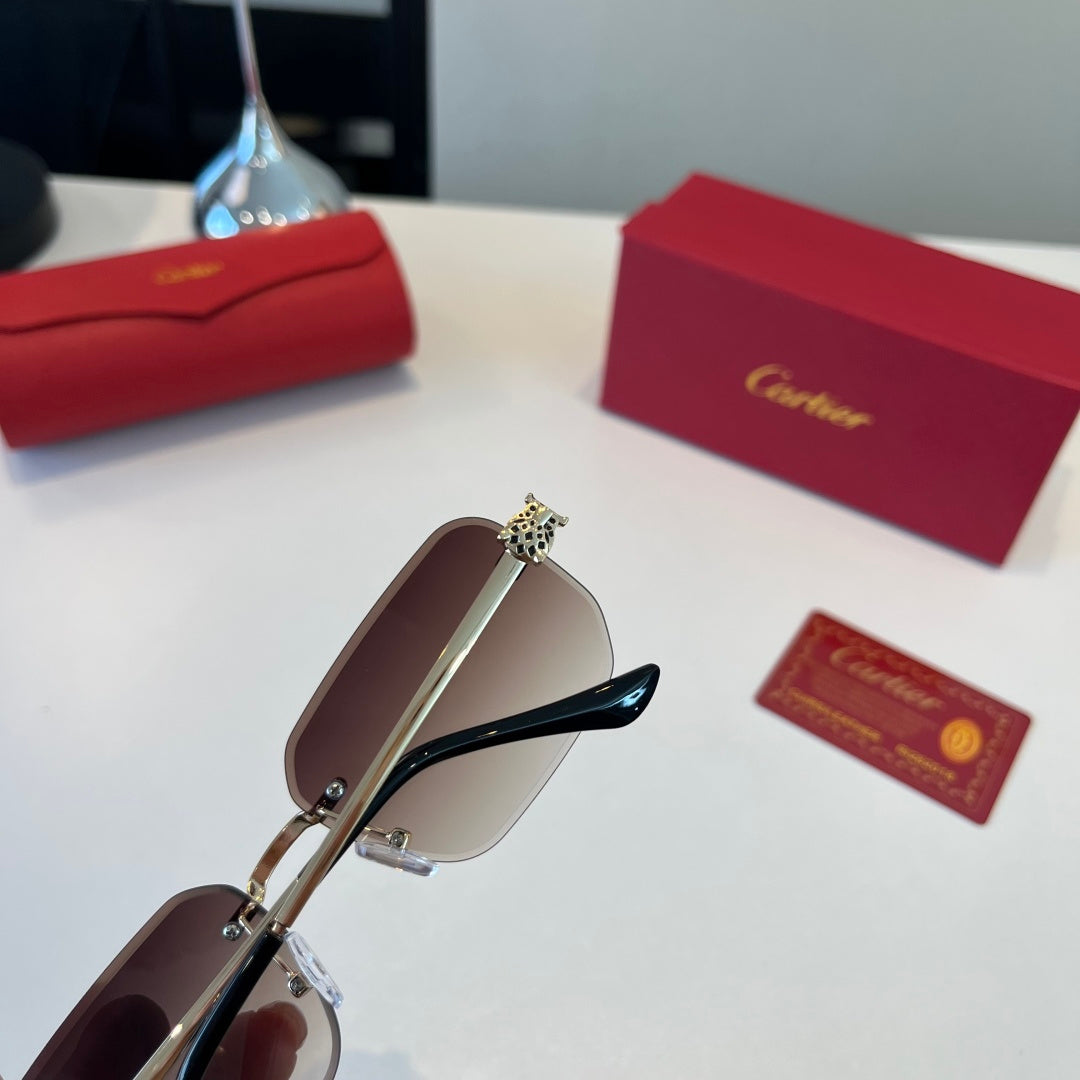 Cartier Lightweight Metal Rimless Silver Lens Sunglasses for Men & Wo - 372283 - detail image 8