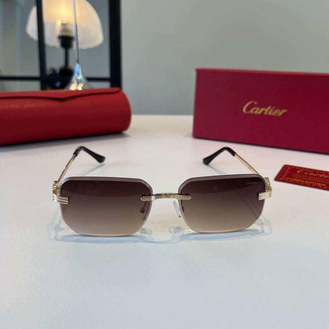 Cartier Lightweight Metal Rimless Silver Lens Sunglasses for Men & Wo - 372283 - detail image 2