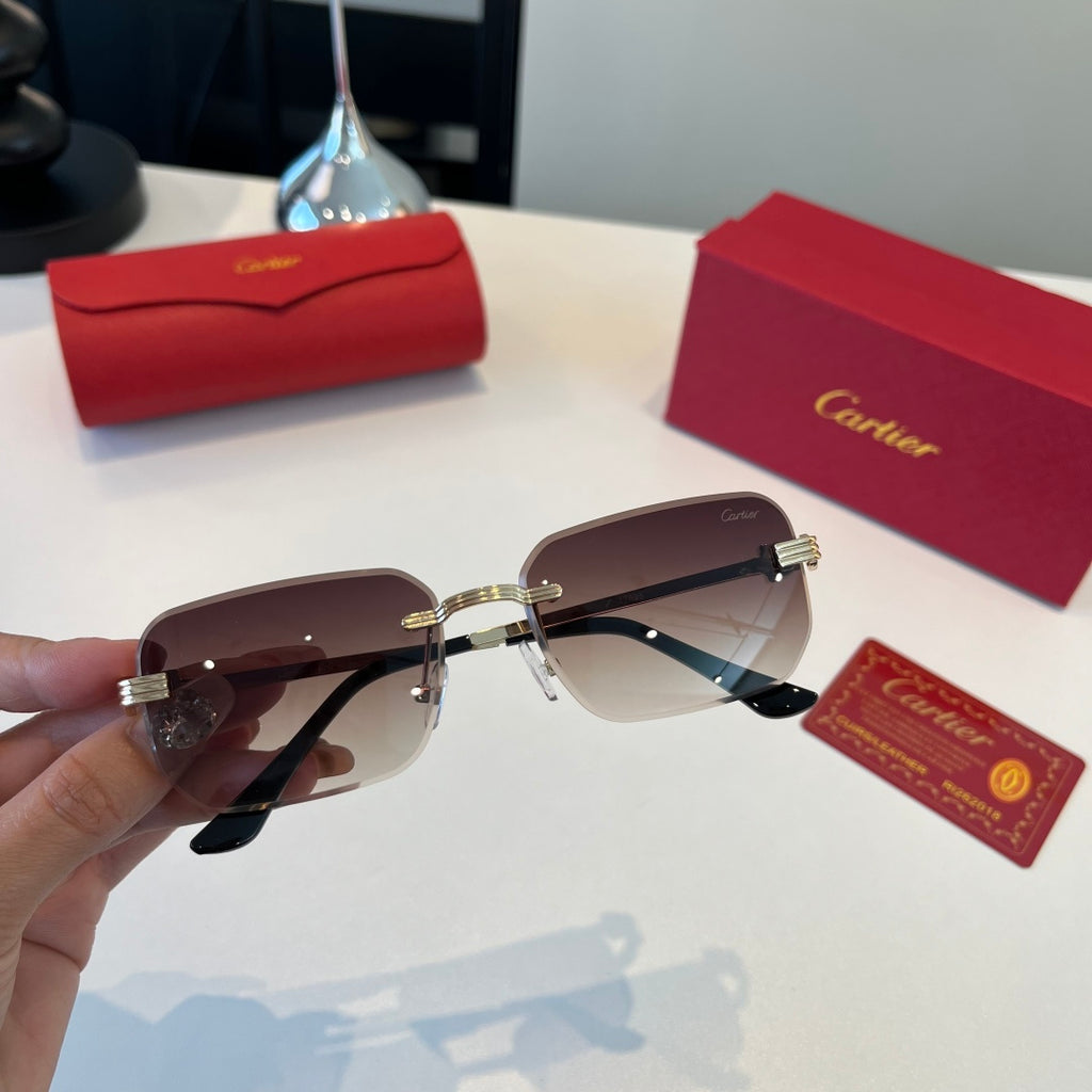 Cartier Lightweight Metal Rimless Silver Lens Sunglasses for Men & Wo - 372283 - detail image 6