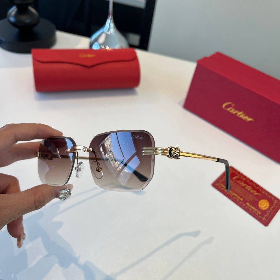 Cartier Lightweight Metal Rimless Silver Lens Sunglasses for Men & Wo - 372283 - detail image 5