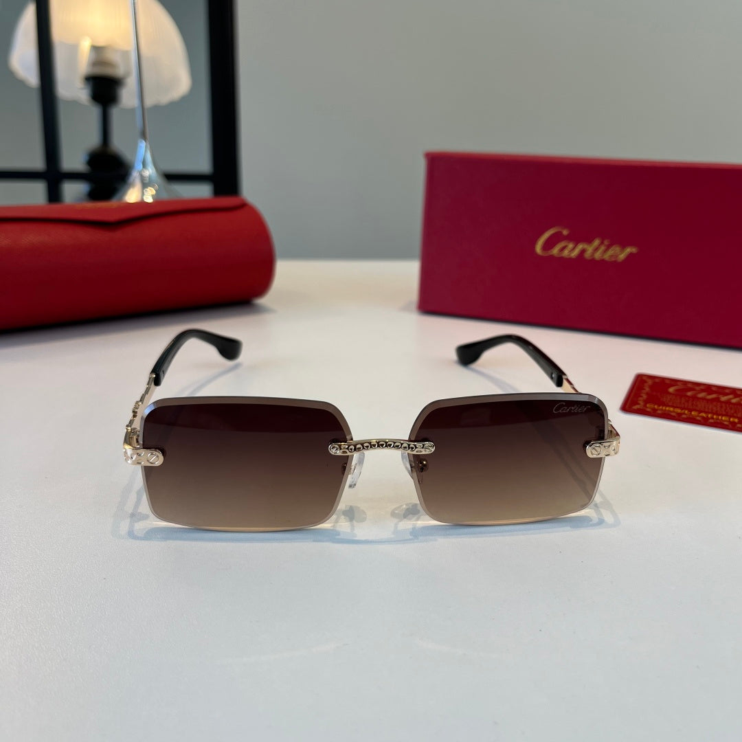 Cartier Lightweight Metal Rimless Red Lens Sunglasses for Men & Women - 372284 - detail image 2